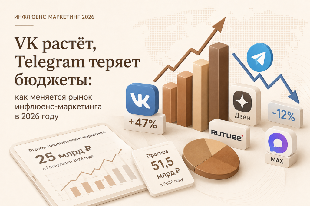 VK растёт, Telegram теряет бюджеты: как меняется рынок инфлюенс-маркетинга в 2026 году