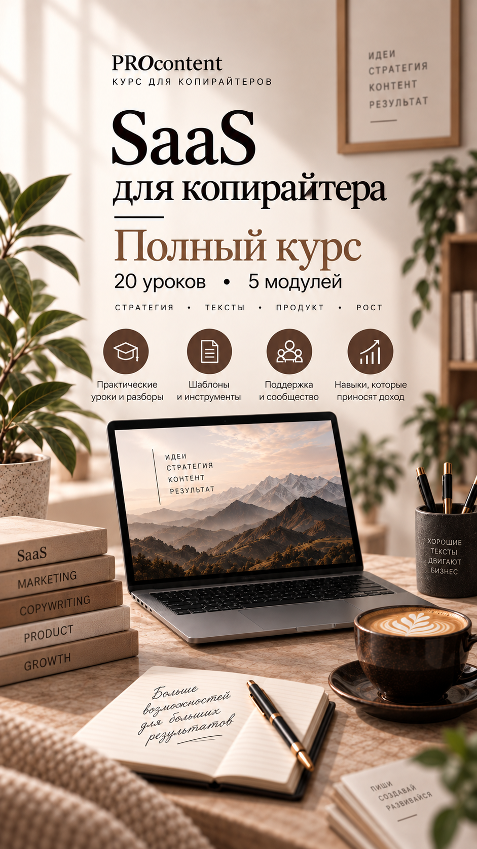 Полный курс «SaaS для копирайтера» — 20 уроков и 5 модулей