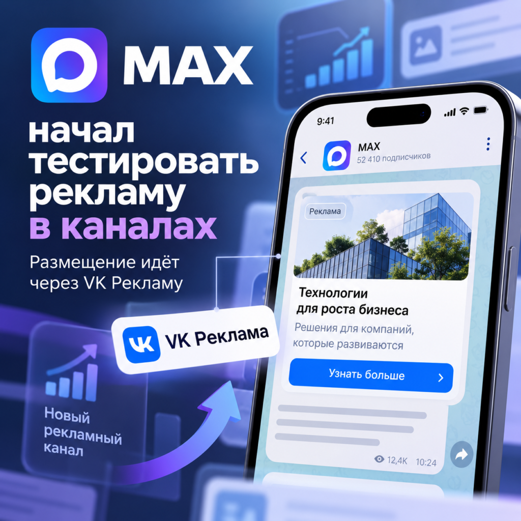 MAX начал тестировать рекламу в каналах через VK Рекламу